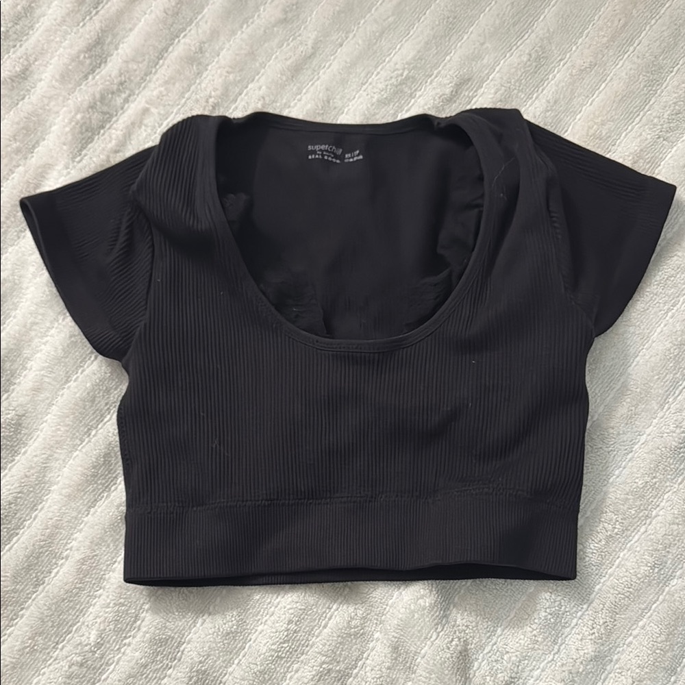 Black Ribbed Women's Top
